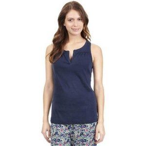 Nautica Blue Tank Top Sleeveless Knit Split V-Neck